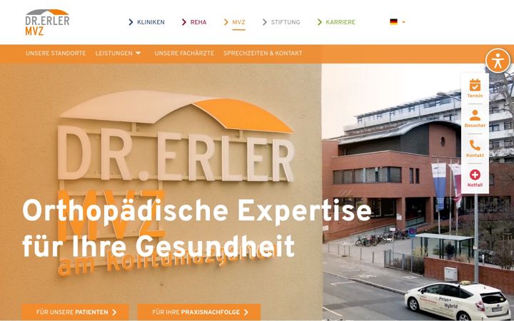 Screenshot stránky erler-mvz.de
