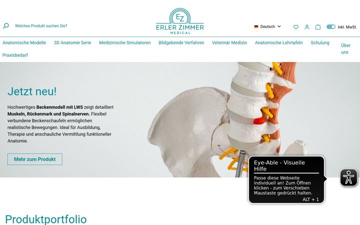 Screenshot stránky erler-zimmer.de