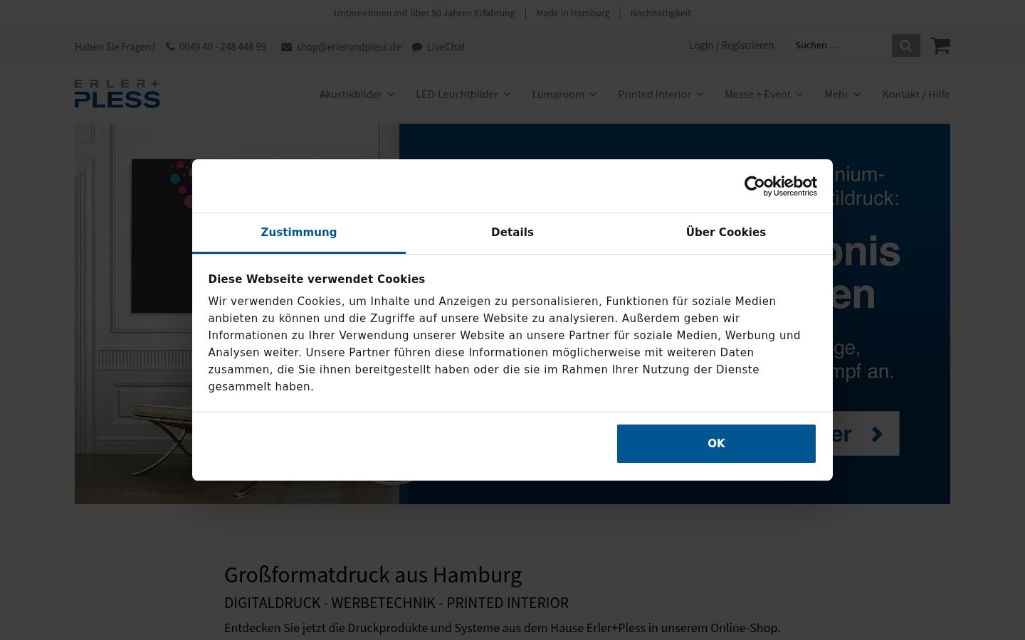 Skärmbild av samtyckesbannern som visades före någon interaktion