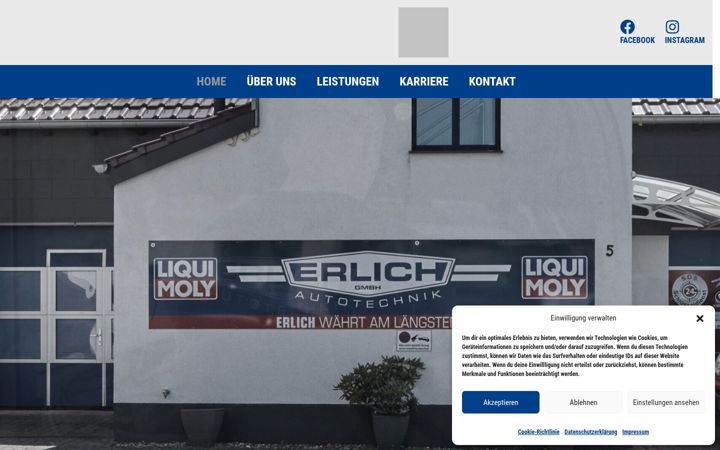 Screenshot stránky erlich-autotechnik.de