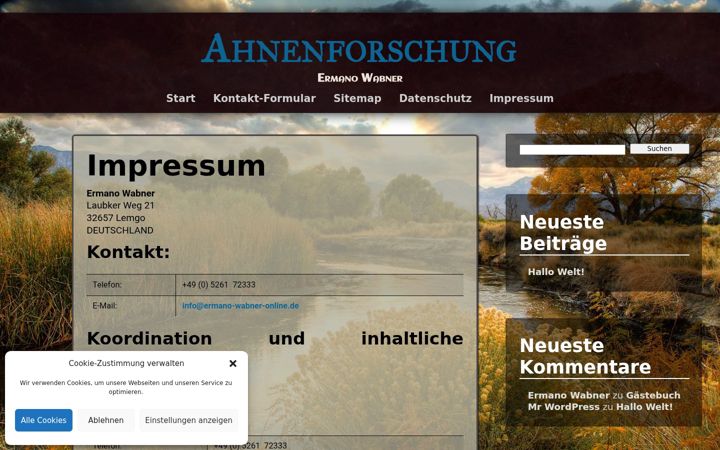 Screenshot stránky ermano-wabner-online.de