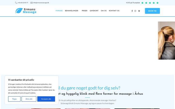 Screenshot stránky ermansmassage.dk