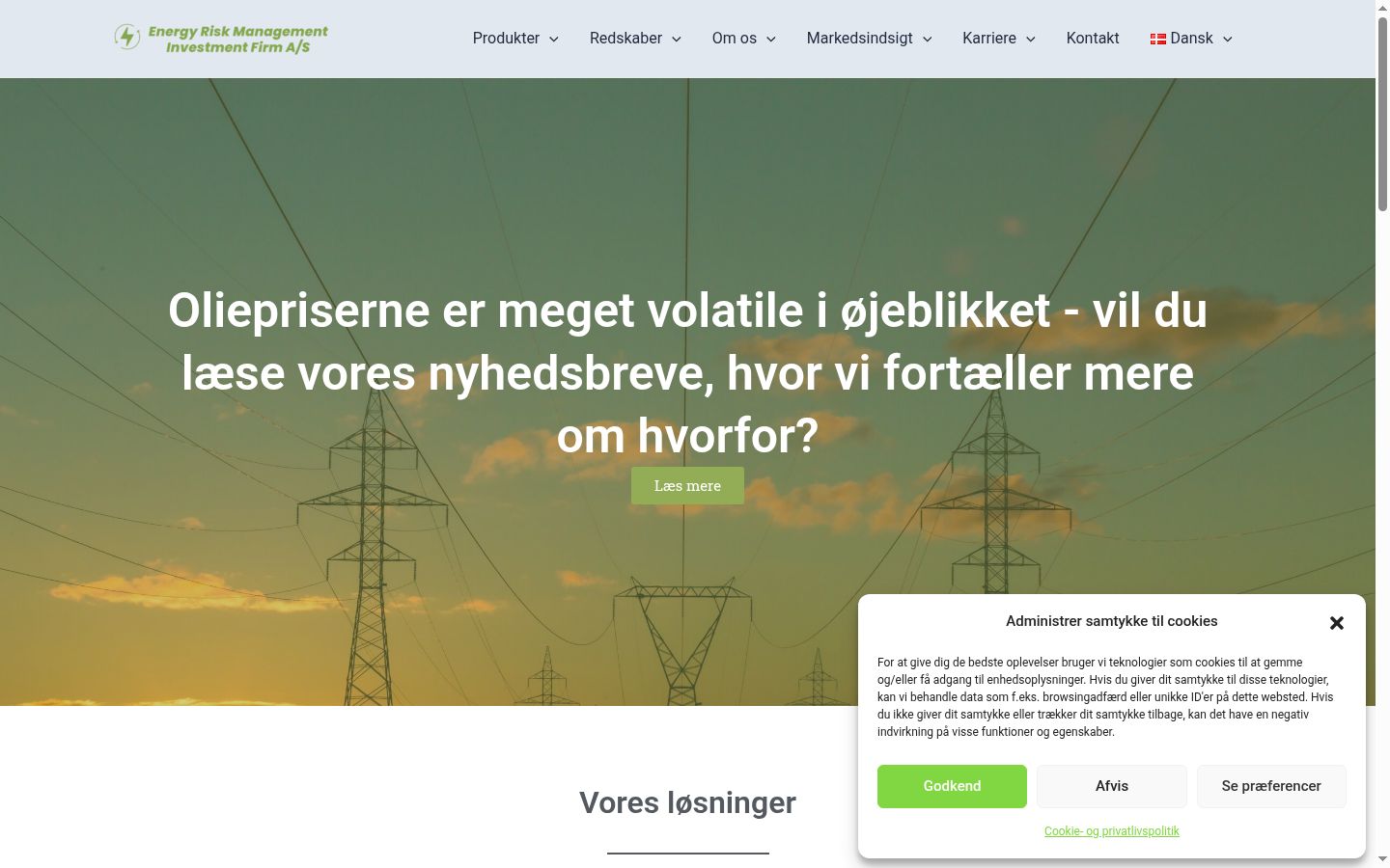 Skärmbild av samtyckesbannern som visades före någon interaktion