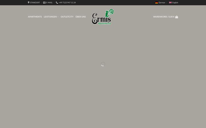Screenshot stránky ermis-apartments.de