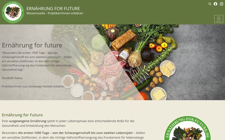 Screenshot stránky ernaehrung-for-future.de