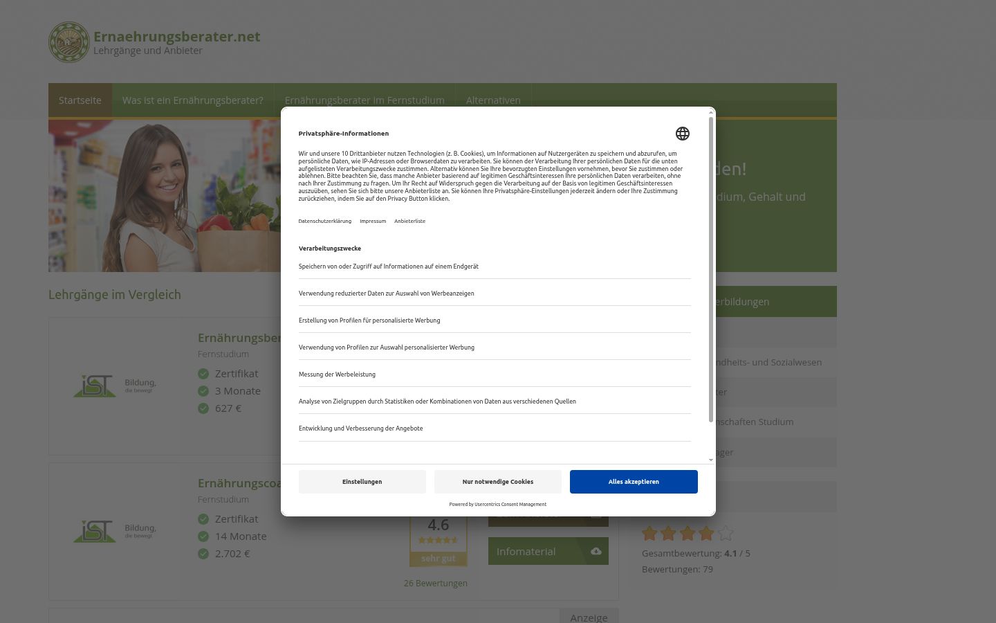 Screenshot del banner di consenso mostrato prima di qualsiasi interazione