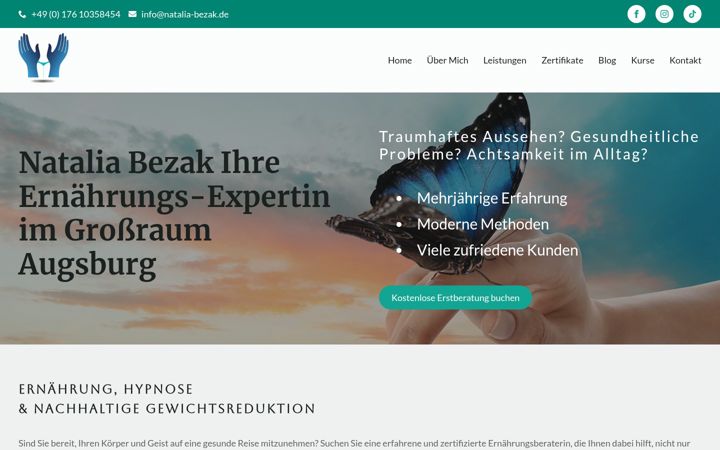 Screenshot stránky ernaehrungsberaterin-augsburg.de