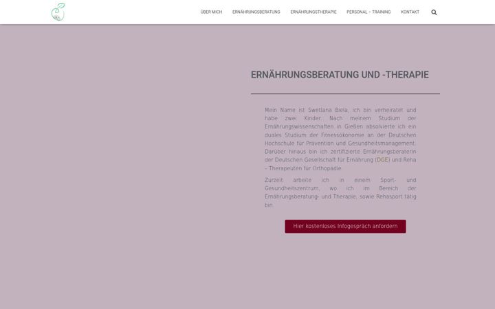 Screenshot stránky ernaehrungsberatung-biela.de