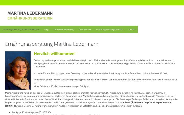 Screenshot stránky ernaehrungsberatung-ledermann.de