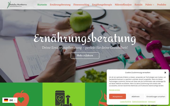 Screenshot stránky ernaehrungsberatung-munteanu.de