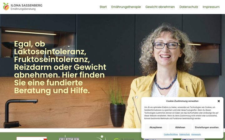 Screenshot stránky ernaehrungsberatung-sassenberg.de