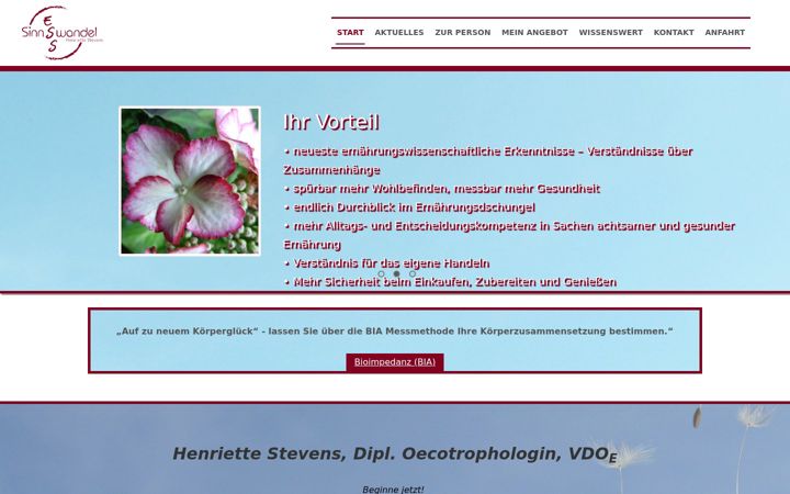 Screenshot stránky ernaehrungsberatung-stevens.de