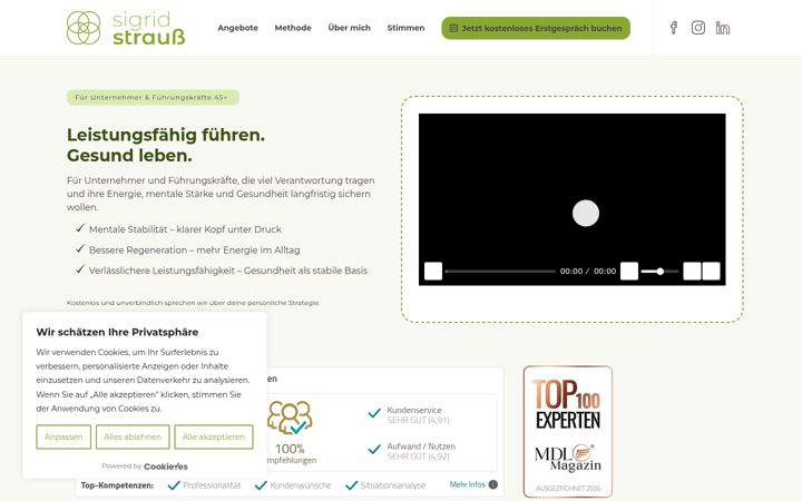 Screenshot stránky ernaehrungsberatung-strauss.de