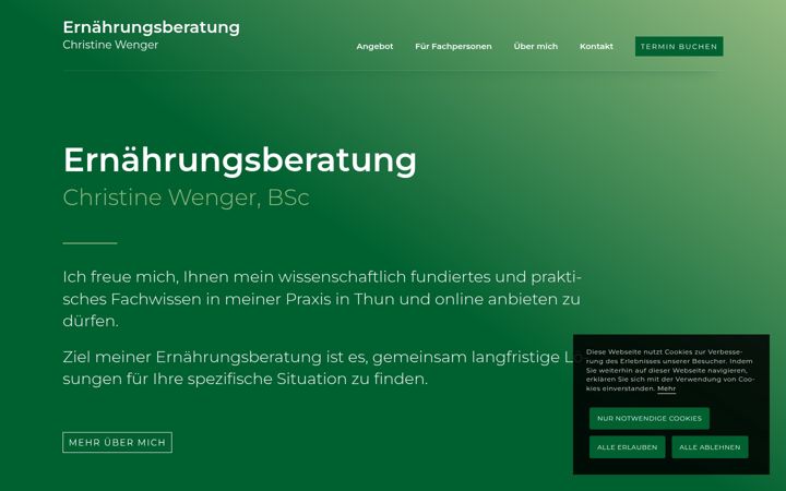 Screenshot stránky ernaehrungsberatung-wenger.ch