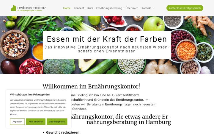 Screenshot stránky ernaehrungskontor.de