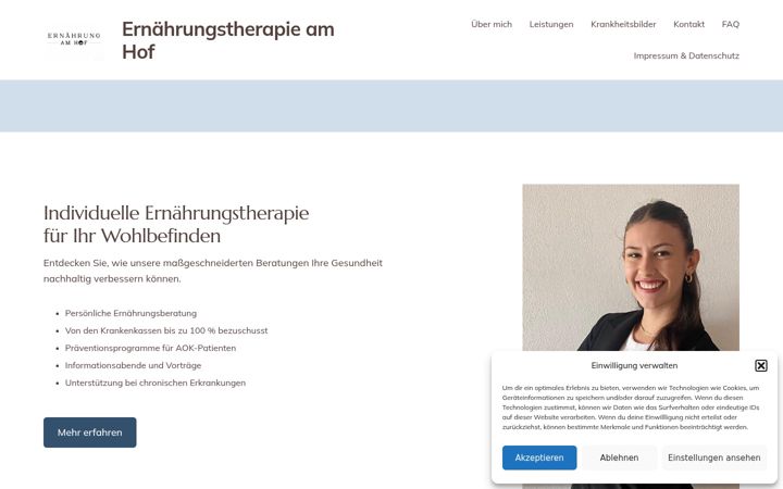 Screenshot stránky ernaehrungstherapie-am-hof.de