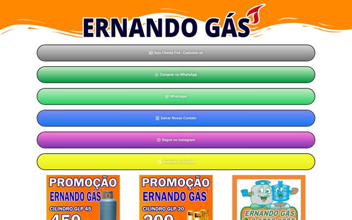 Ekraanipilt saidist ernandogas.com.br