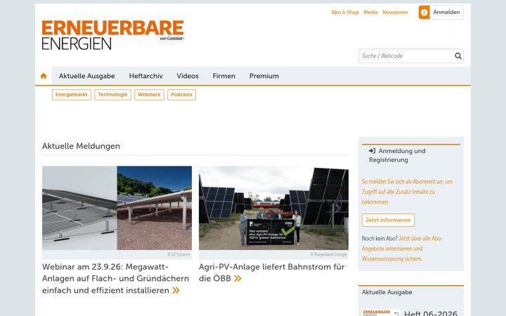 Snímek obrazovky erneuerbareenergien.de