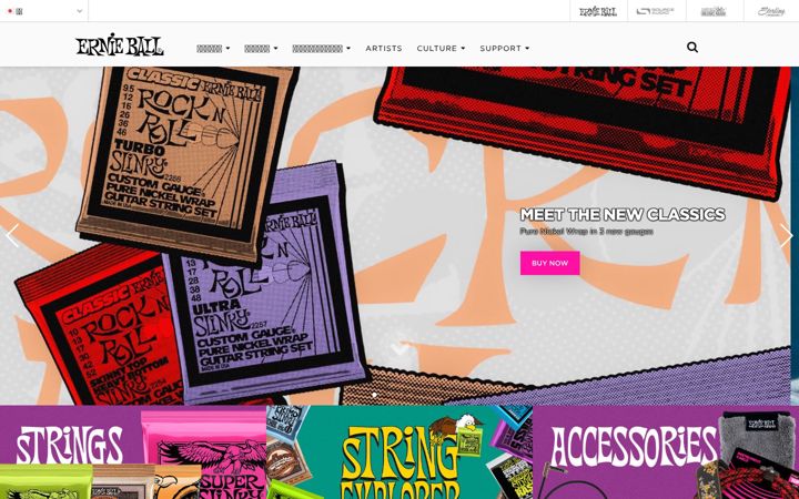 Ekraanipilt saidist ernie-ball.jp