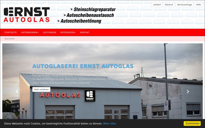 Snímek obrazovky ernst-autoglas.de
