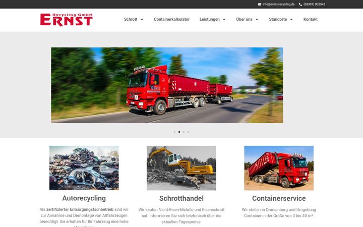 Screenshot of ernst-recycling.de
