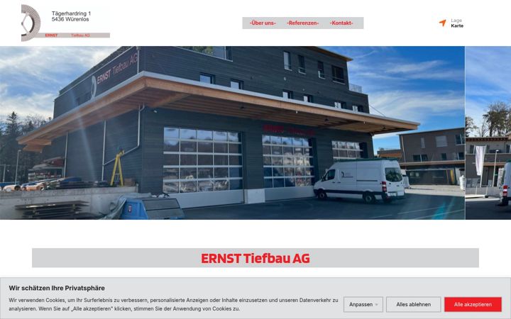 Ekraanipilt saidist ernst-tiefbau.ch