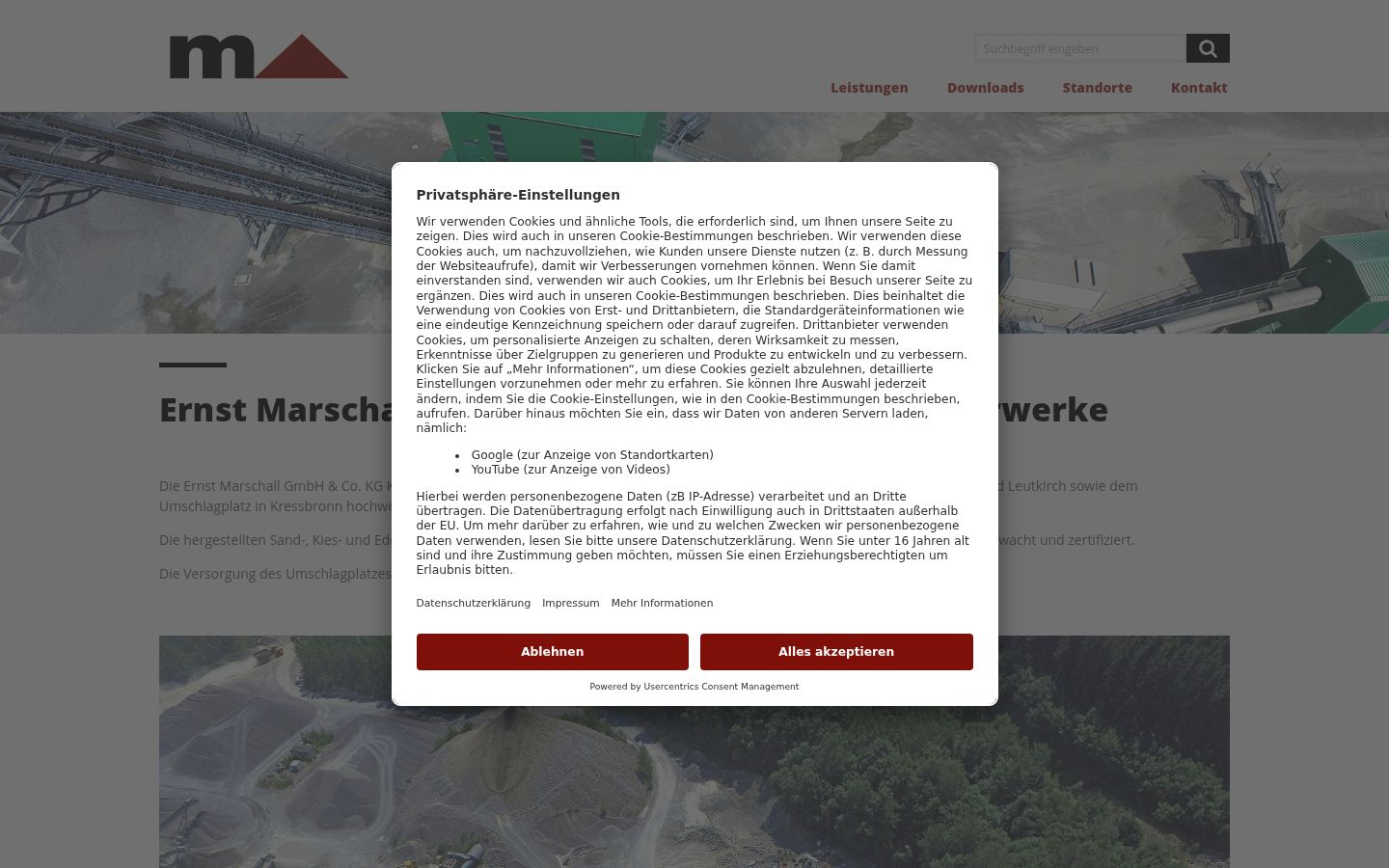 Screenshot of the consent banner shown before any interaction