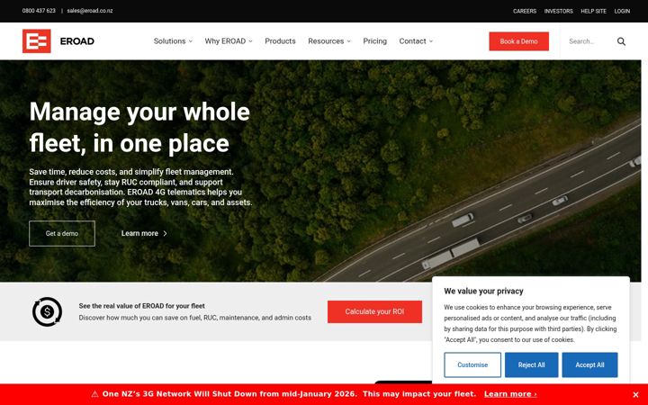 Screenshot of eroad.co.nz