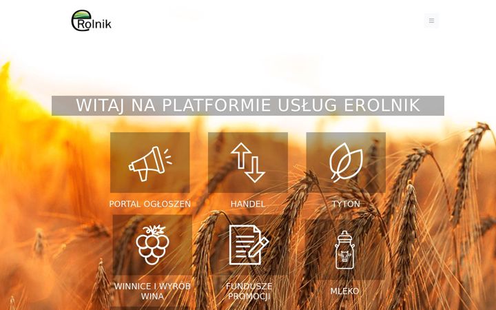 Screenshot stránky erolnik.gov.pl
