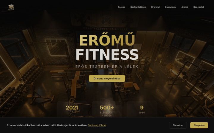 Kuvakaappaus sivustosta eromufitness.hu