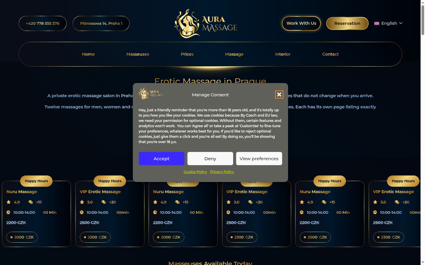 Screenshot del banner di consenso mostrato prima di qualsiasi interazione