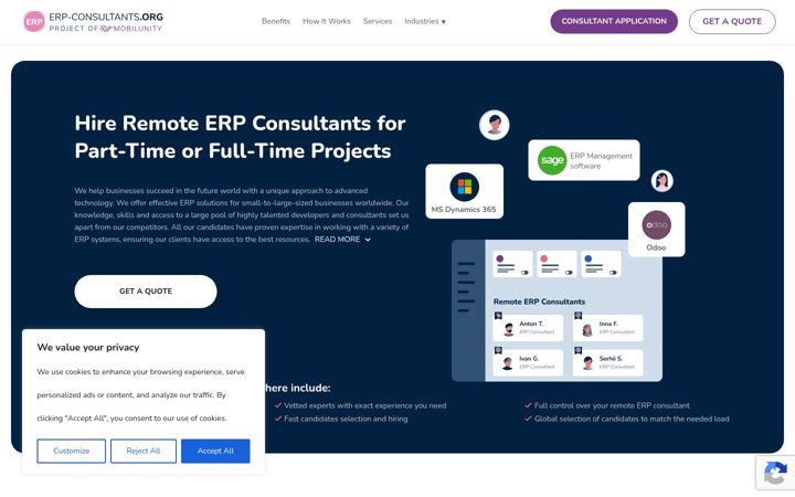 Screenshot stránky erp-consultants.org