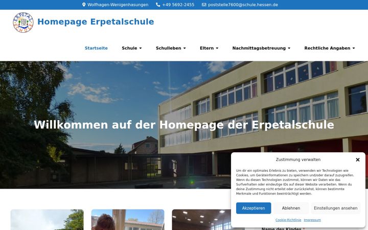 Screenshot stránky erpetalschule.de