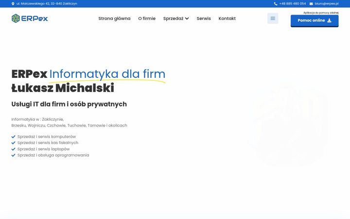 Screenshot stránky erpex.pl