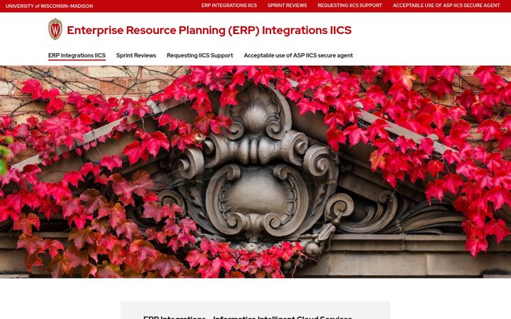Screenshot of erpintegrationsiics.wisc.edu