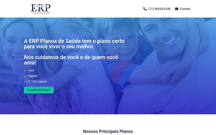 Captura de pantalla de erpplanosdesaude.com.br