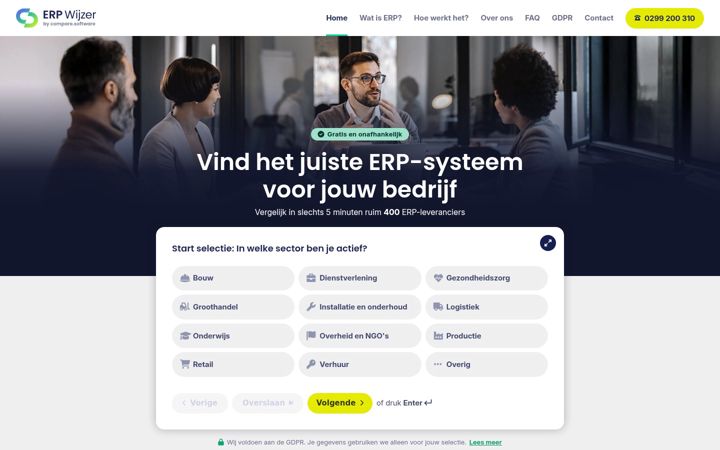 Snímek obrazovky erpwijzer.nl