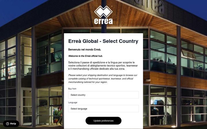 Screenshot του errea.com