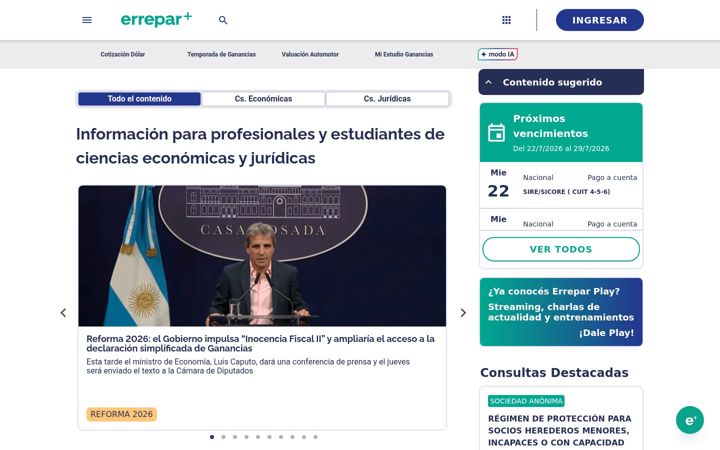 Screenshot stránky errepar.com
