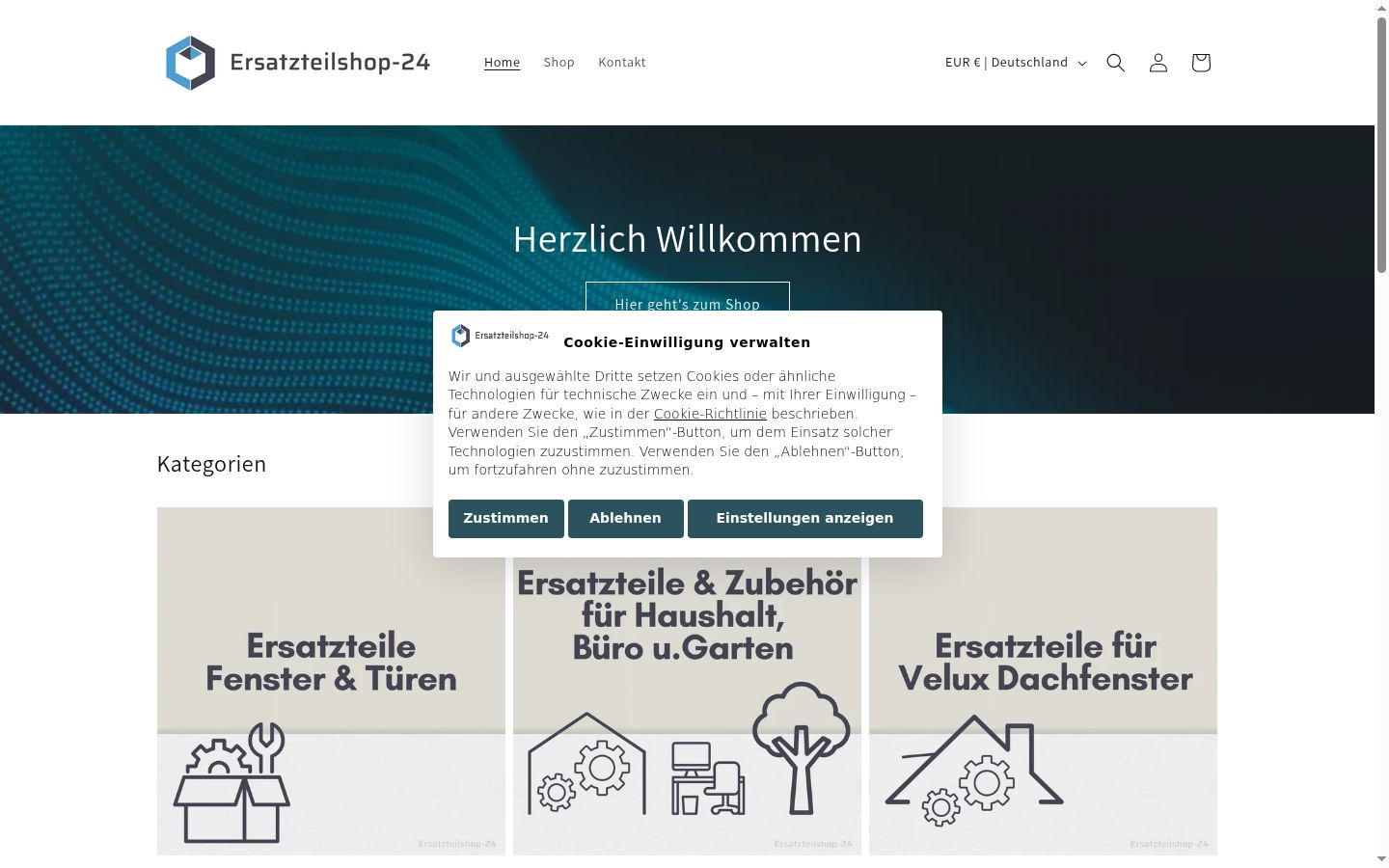 Screenshot van de toestemmingsbanner zoals getoond vóór enige interactie