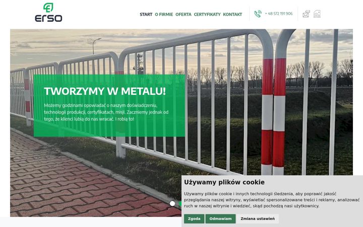 Screenshot stránky erso.com.pl