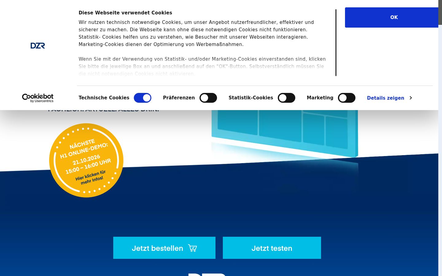 Ekrānuzņēmums ar piekrišanas baneri, kas tika rādīts pirms jebkādas mijiedarbības