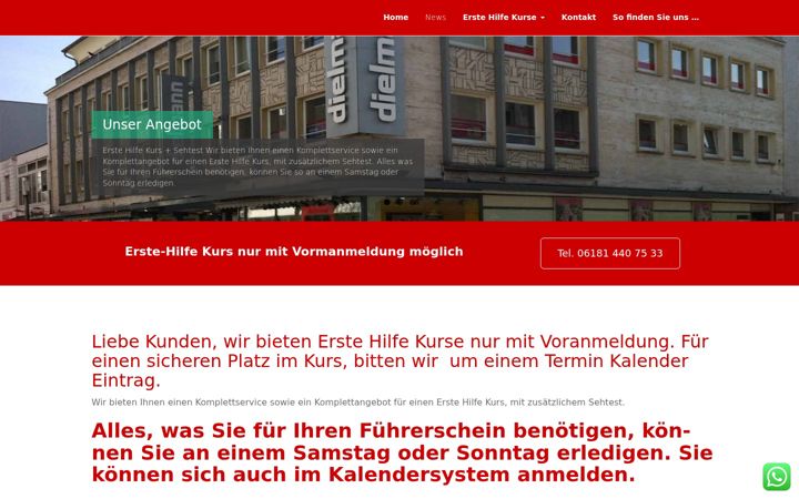 Captură de ecran a erste-hilfe-hanau.eu
