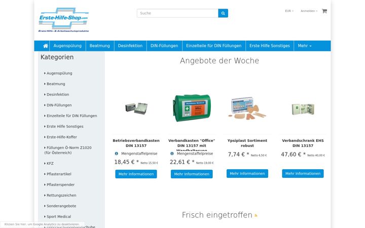Screenshot of erste-hilfe-shop.com