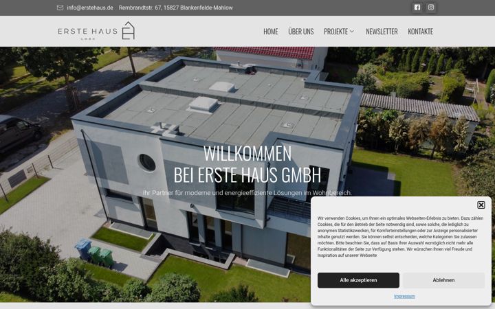 Skärmbild av erstehaus.de