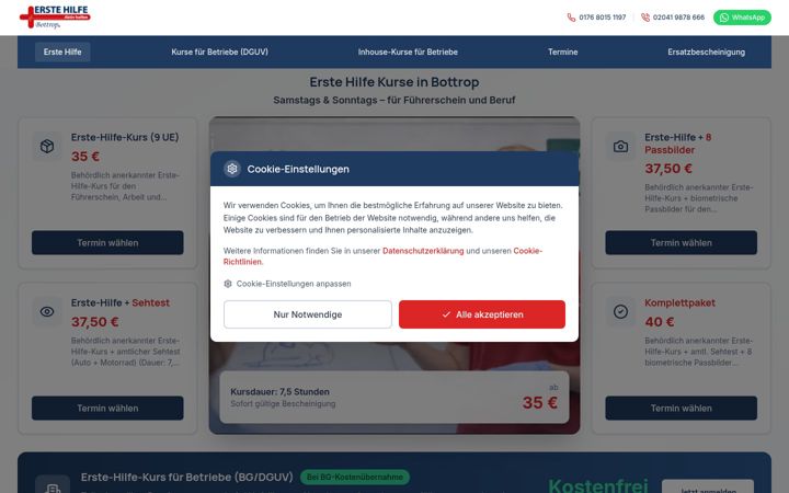 Skärmbild av erstehilfebottrop.de