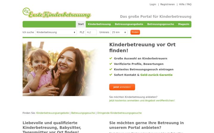 Skärmbild av erstekinderbetreuung.de