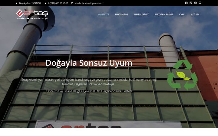 Captura de ecrã de ertasaluminyum.com.tr