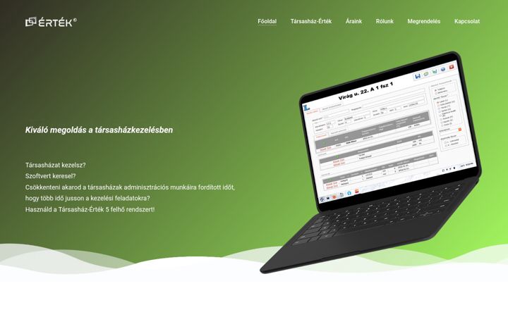 Kuvakaappaus sivustosta ertek.hu