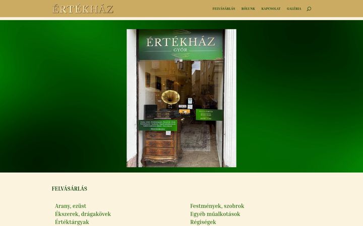 Screenshot van ertekhazgyor.hu
